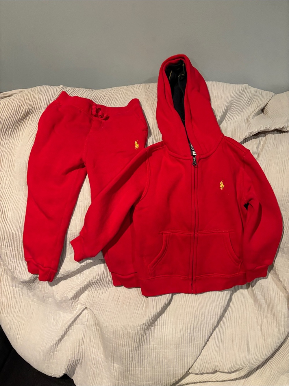 Ralph Lauren Boys Red Zip Hoodie & Matching Joggers